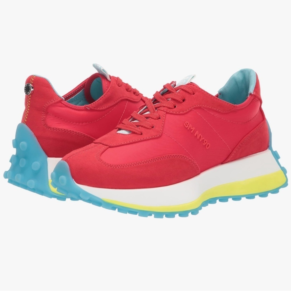 Steve Madden Women's Chasen Sneaker, Red Multi, 7.5 Euc
